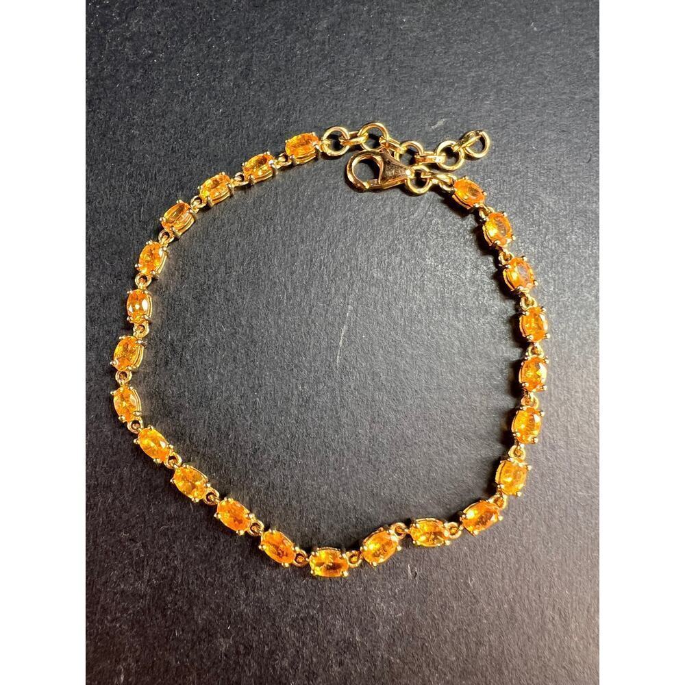 Yellow spessartine garnet tennis bracelet in gold over sterling silver